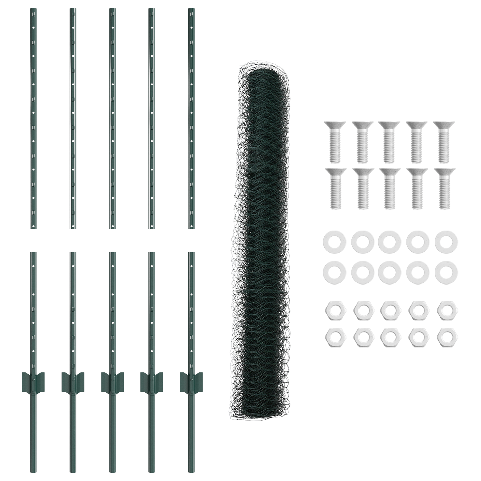 Pali per Recinzione  5 pcs U-Channel Verde 100 cm Acciaio