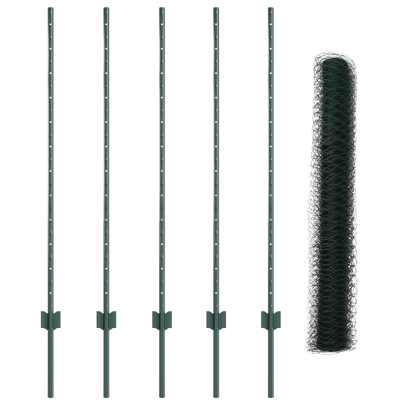 Postazioni Recinzione  5 pz Canale a U Verde 120 cm Acciaio