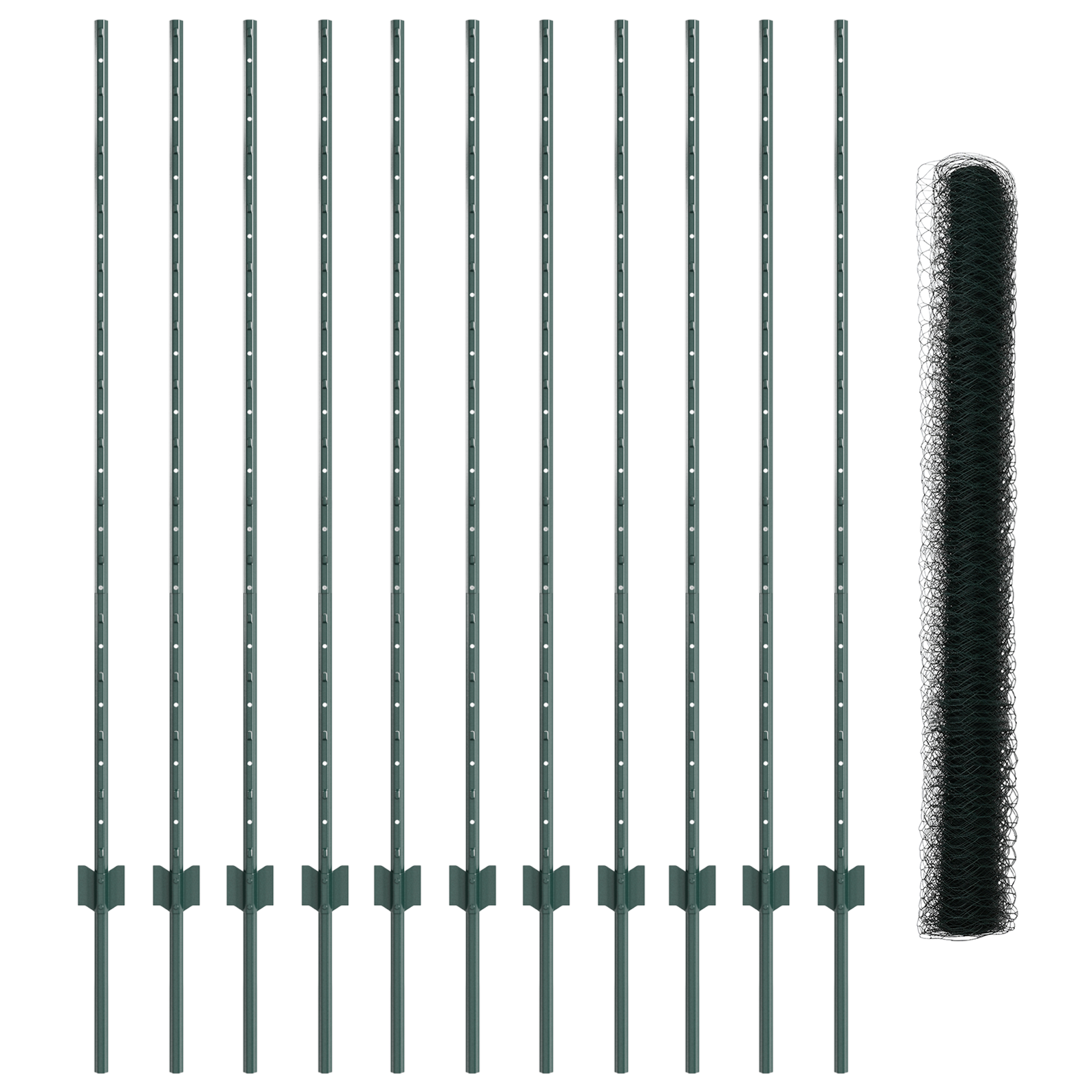 Pali per Recinzione  11 pcs U-Channel Verde 140 cm Acciaio