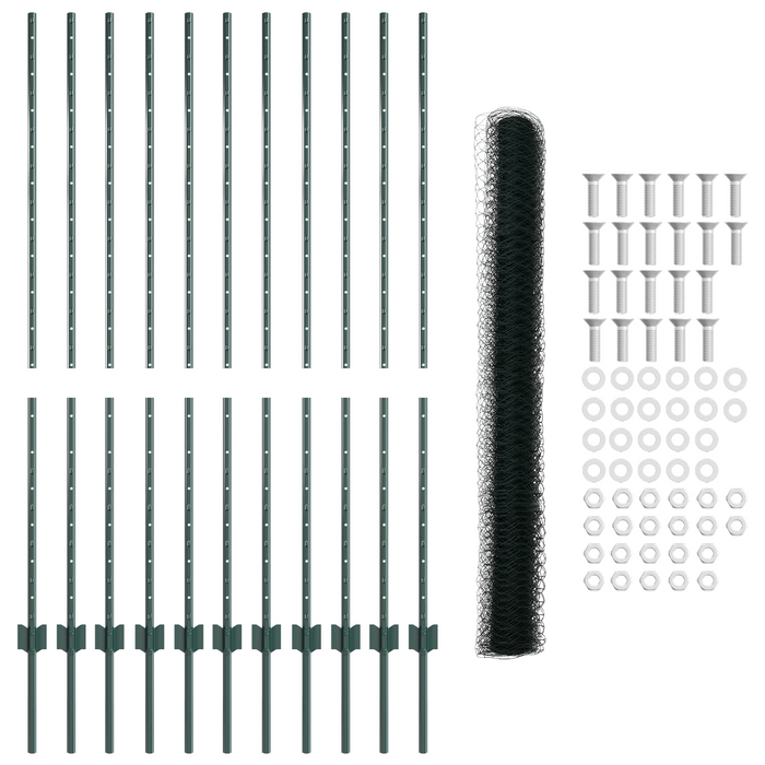 Pali per Recinzione  11 pcs U-Channel Verde 140 cm Acciaio