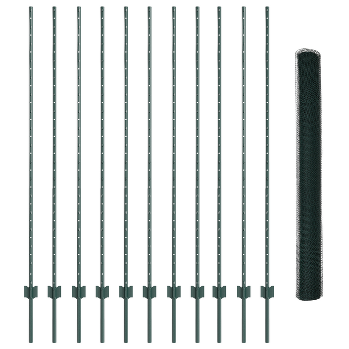 Pali di Recinzione  11 pz U-Channel Verde 160 cm Acciaio
