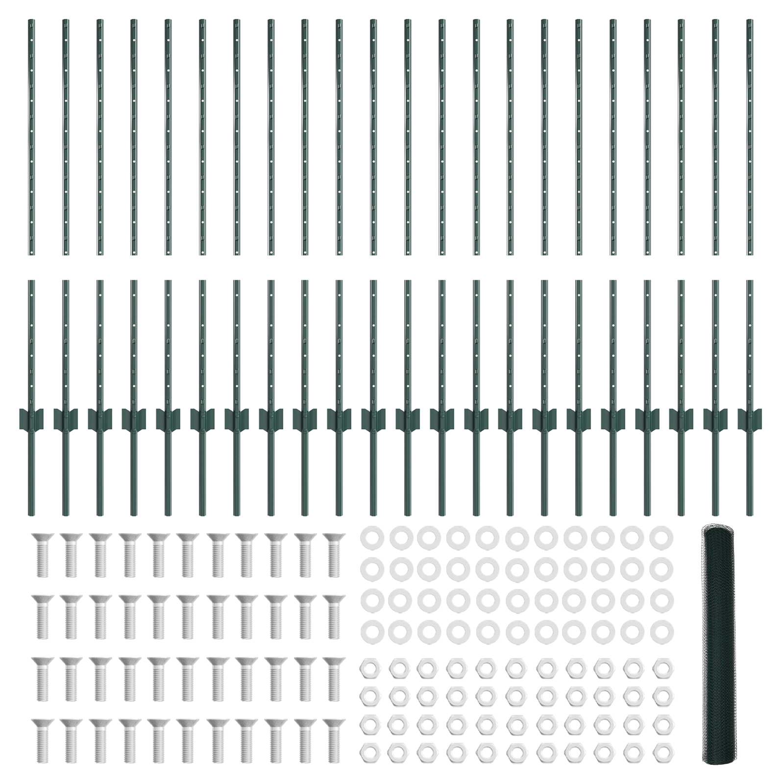 Pali da Recinzione  11 pcs U-Channel Verde 100 cm Acciaio
