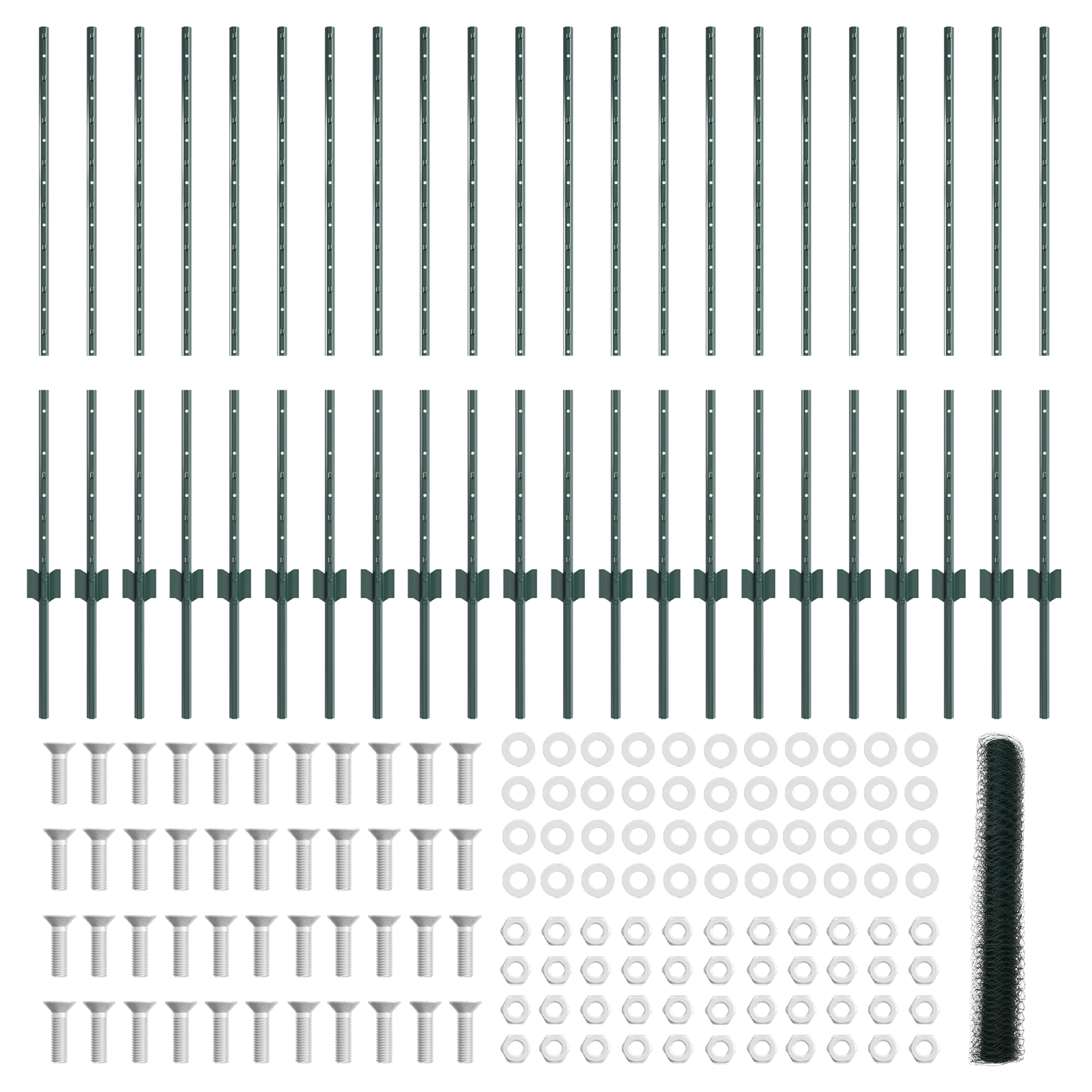 Pali di Recinzione  11 pezzi U-Channel Verde 100 cm Acciaio