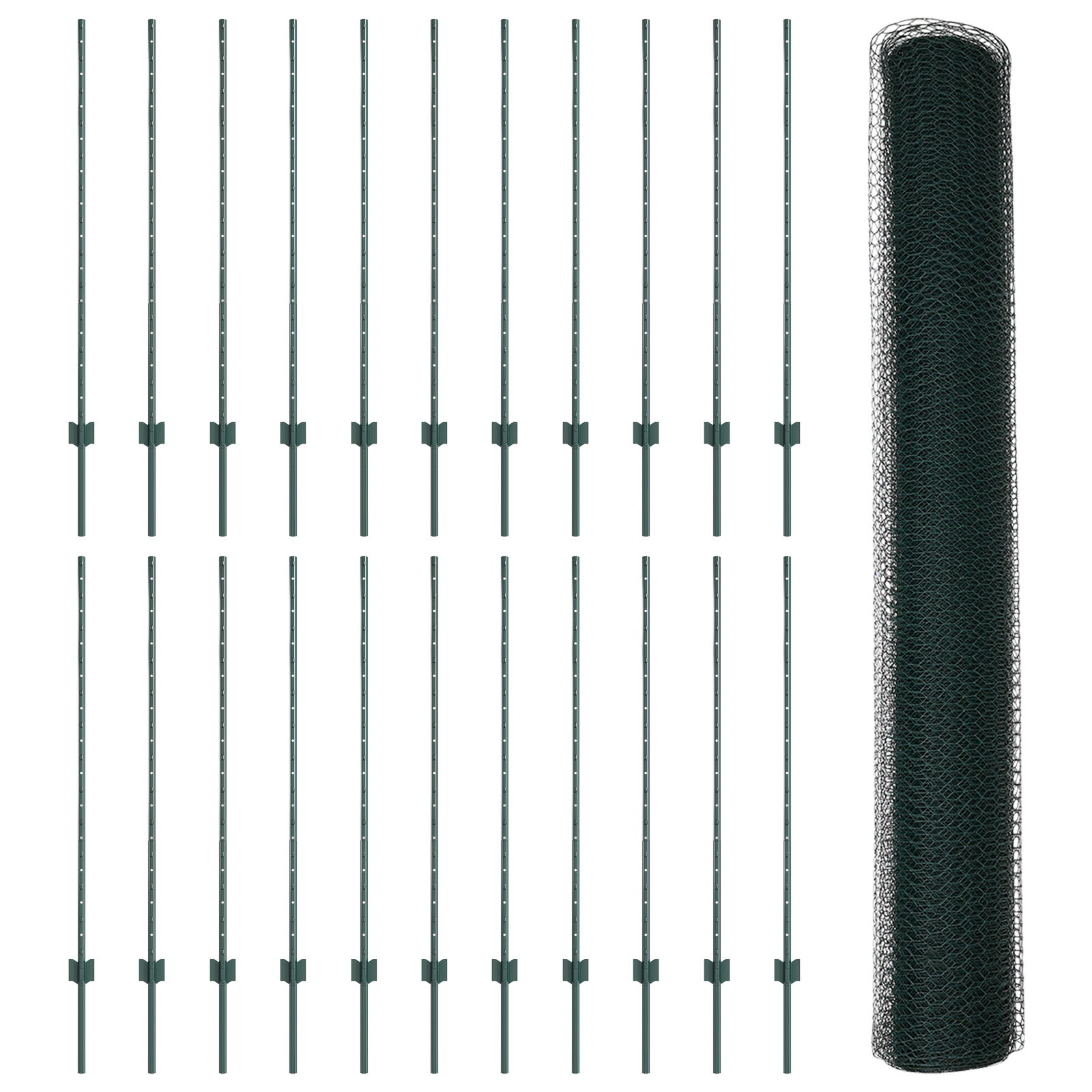 Recinzione  con 11 pali U-Channel Verde 120 cm Acciaio