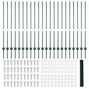 Recinzione  con 11 pali U-Channel Verde 120 cm Acciaio