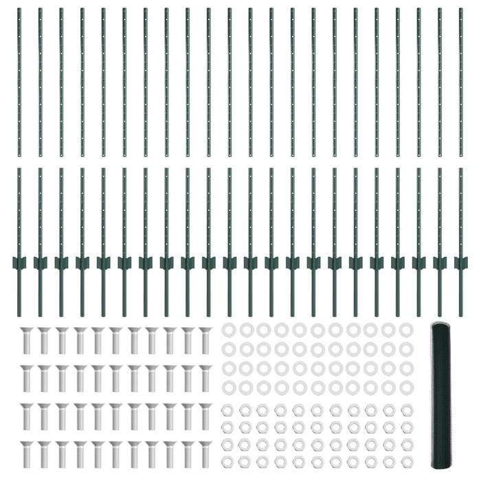 Recinzione  con 11 pali U-Channel Verde 120 cm Acciaio
