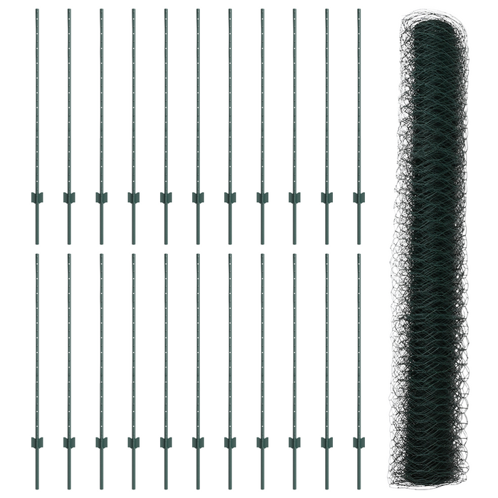 Pali per Recinzione  11 pcs U-Channel Verde 120 cm Acciaio