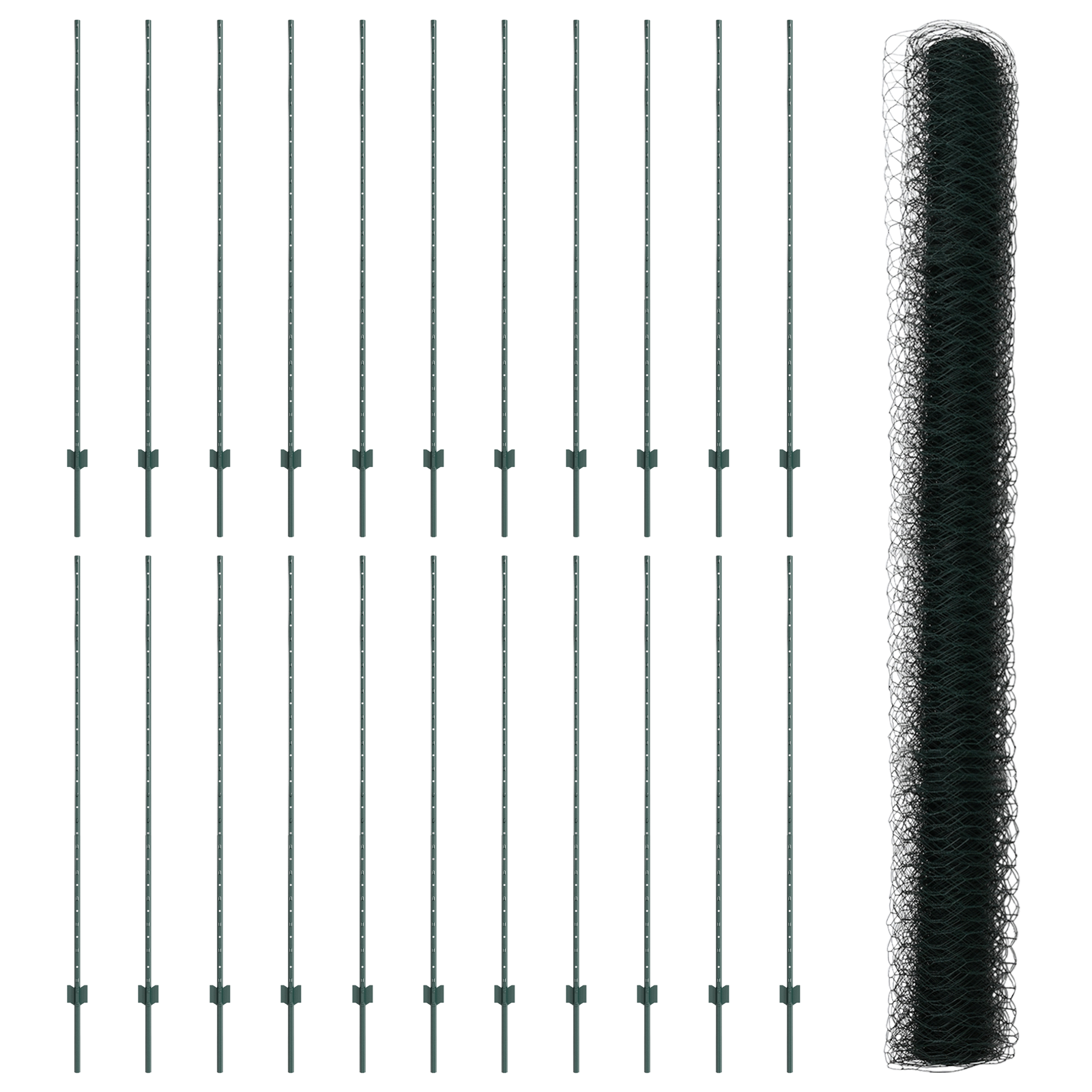 Pali per Recinto  11 pcs U-Channel Verde 160 cm Acciaio