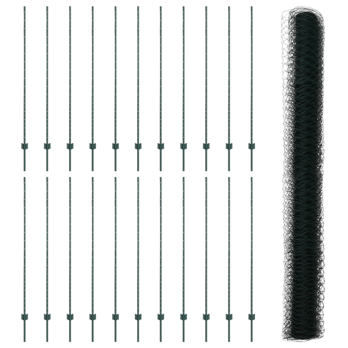 Pali per Recinzione  11 pz U-Channel Verde 160 cm Acciaio