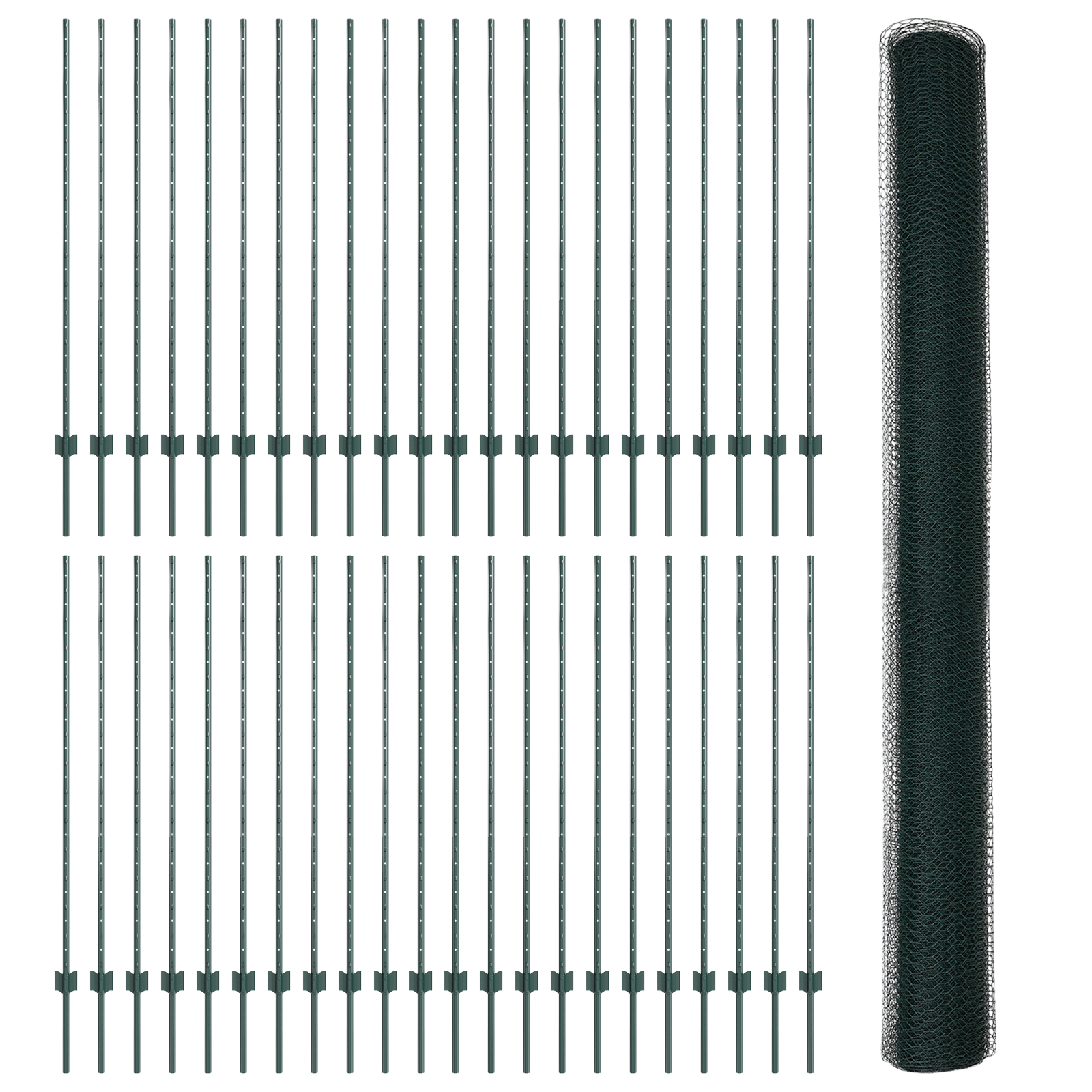Pali per Recinzione  11 pcs U-Channel Verde 140 cm Acciaio