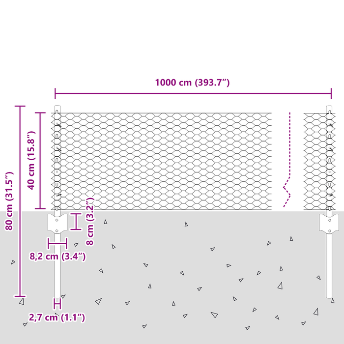 Post da Recinzione  5 pz U-Channel Grigio 40 cm Acciaio