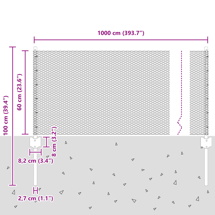 Pali di Recinzione  5 pz U-Channel Grigio 60 cm Acciaio
