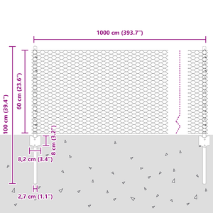 Pali di Recinzione  5 pcs U-Channel Grigio 60 cm Acciaio