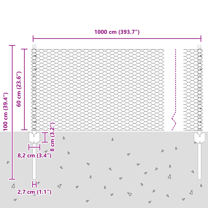 Pali di Recinzione  5 pcs U-Channel Grigio 60 cm Acciaio