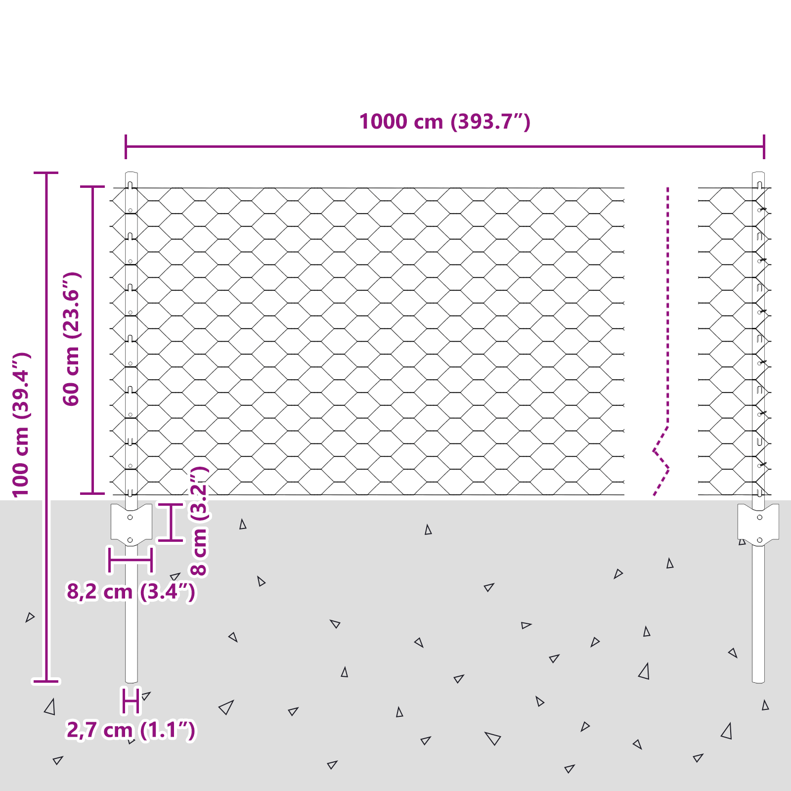 Posti per Recinzione  5 pcs U-Channel Grigio 60 cm Acciaio