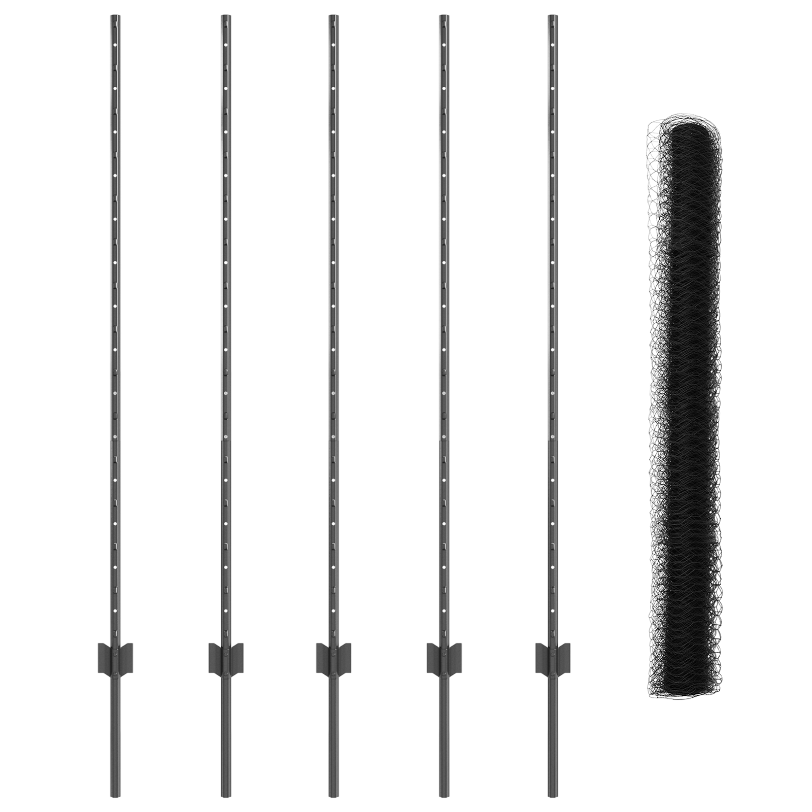 Pali di Recinzione  10 pz U-Channel Grigio 140 cm Acciaio