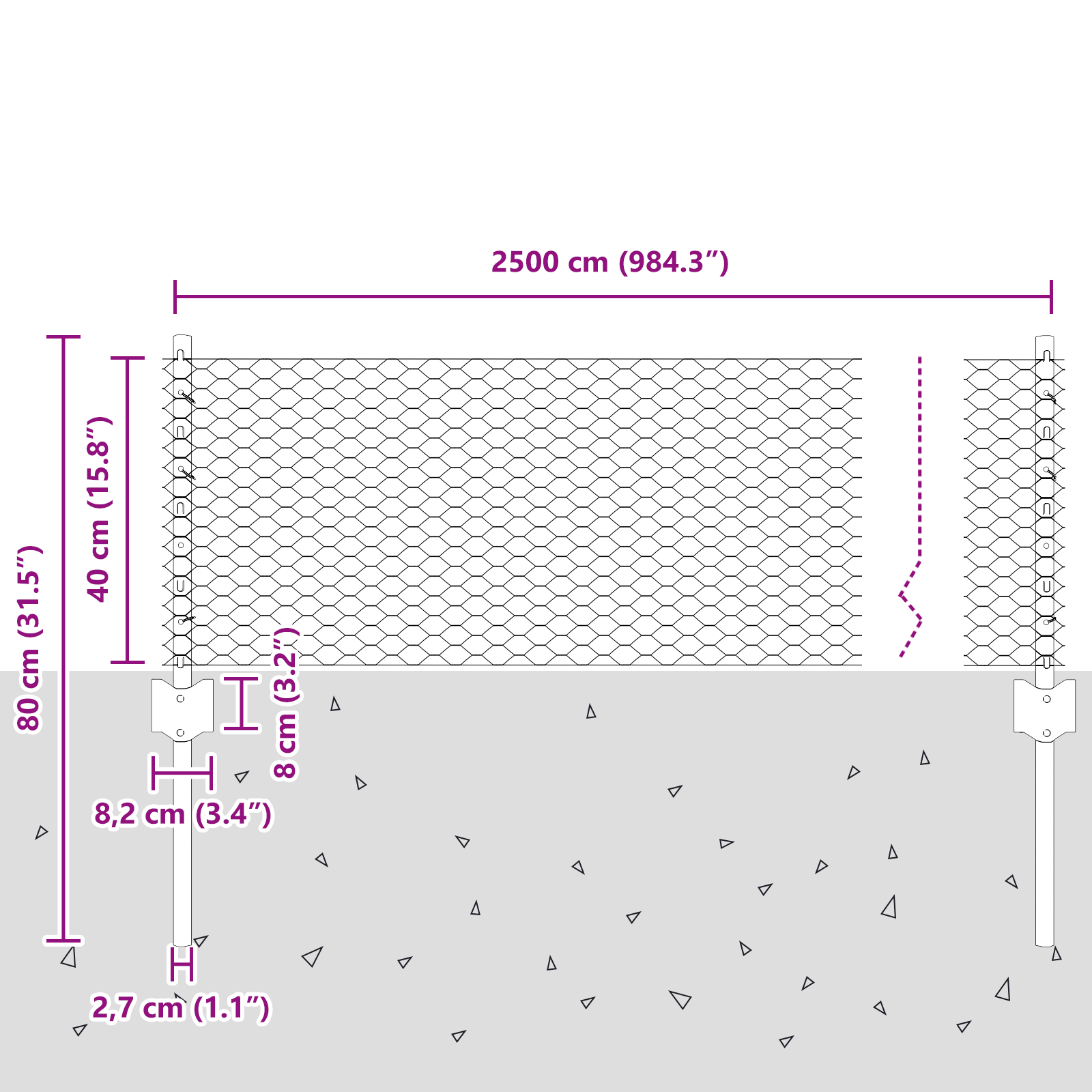Pali di Recinzione  11 pz U-Channel Grigio 40 cm Acciaio