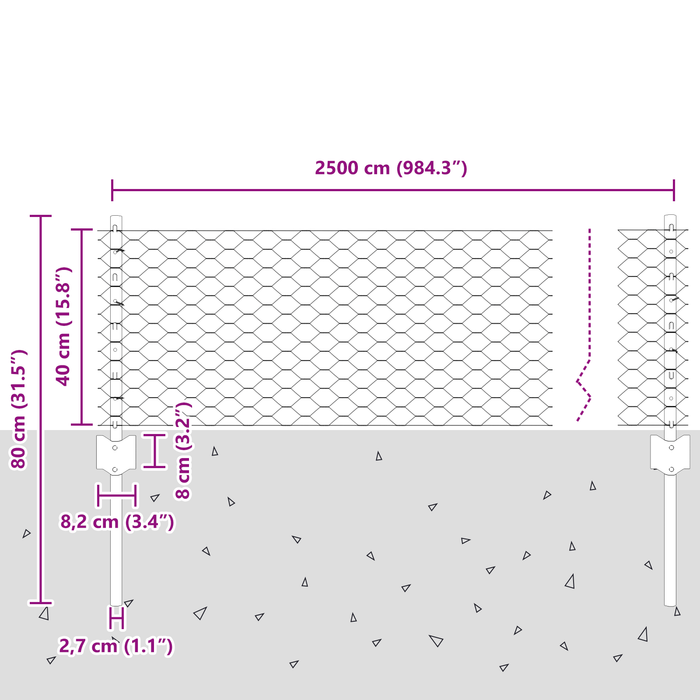Pali per Recinzione  11 pz U-Channel Grigio 40 cm Acciaio