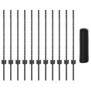 Pali per Recinzione  11 pcs U-Channel Grigio 80 cm Acciaio