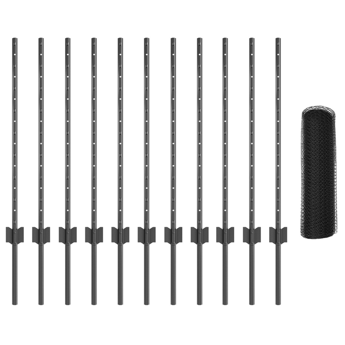 Pali per Recinzione  11 pcs U-Channel Grigio 80 cm Acciaio