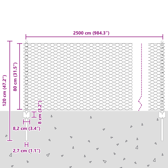 Pali per Recinzione  11 pcs U-Channel Grigio 80 cm Acciaio