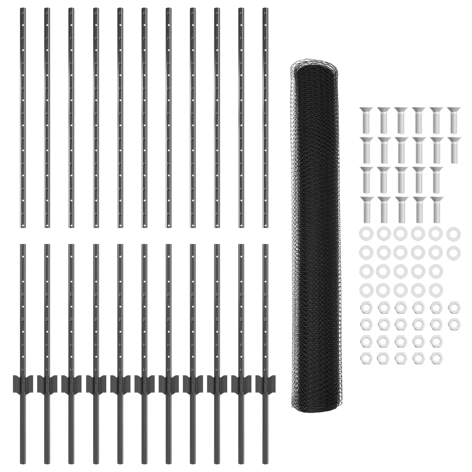 Set di Recinzione Set di 2 Grigio Acciaio Verniciato a Polvere