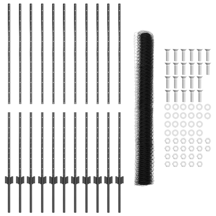 Posti da Recinzione  22 pz U-Channel Grigi 140 cm Acciaio