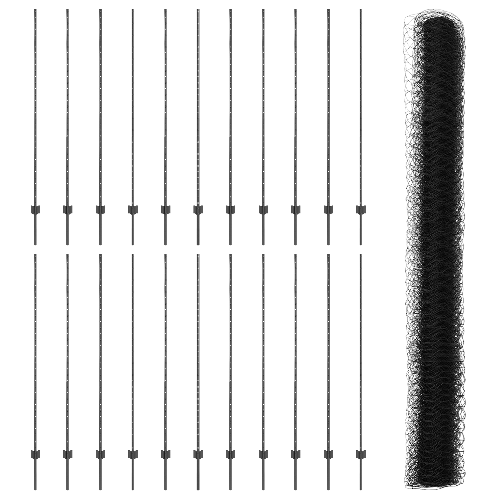 Posti per Recinzione  22 pz U-Channel Grigio 160 cm Acciaio