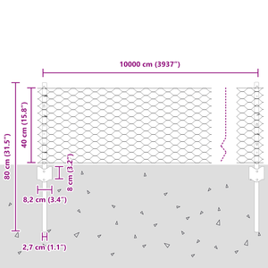 Pali per Recinzione  11 pz U-Channel Grigio 40 cm Acciaio