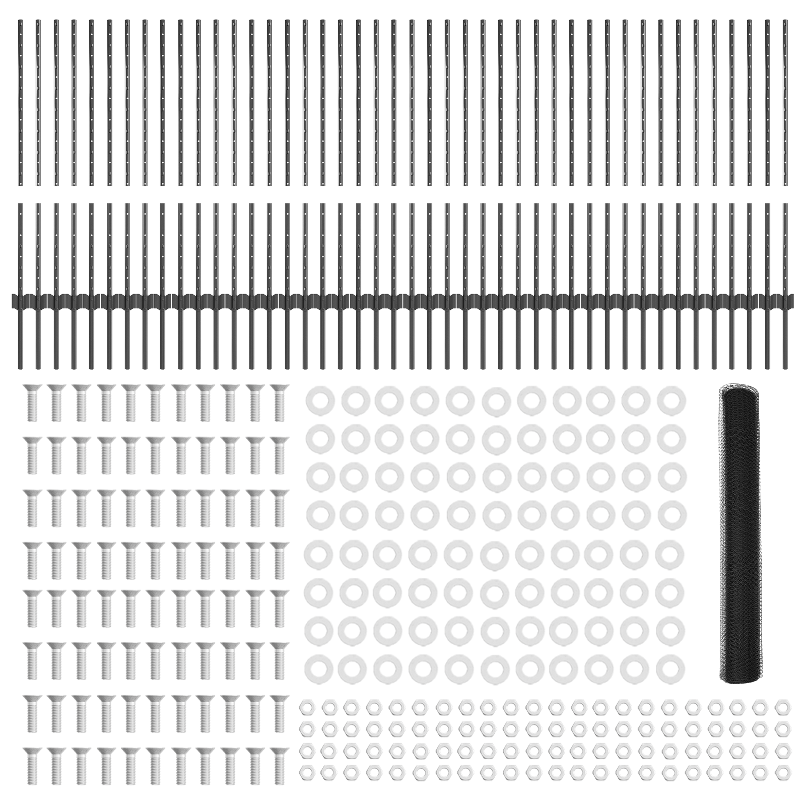 Pali di Recinzione  22 pcs U-Channel Grigio 100 cm Acciaio