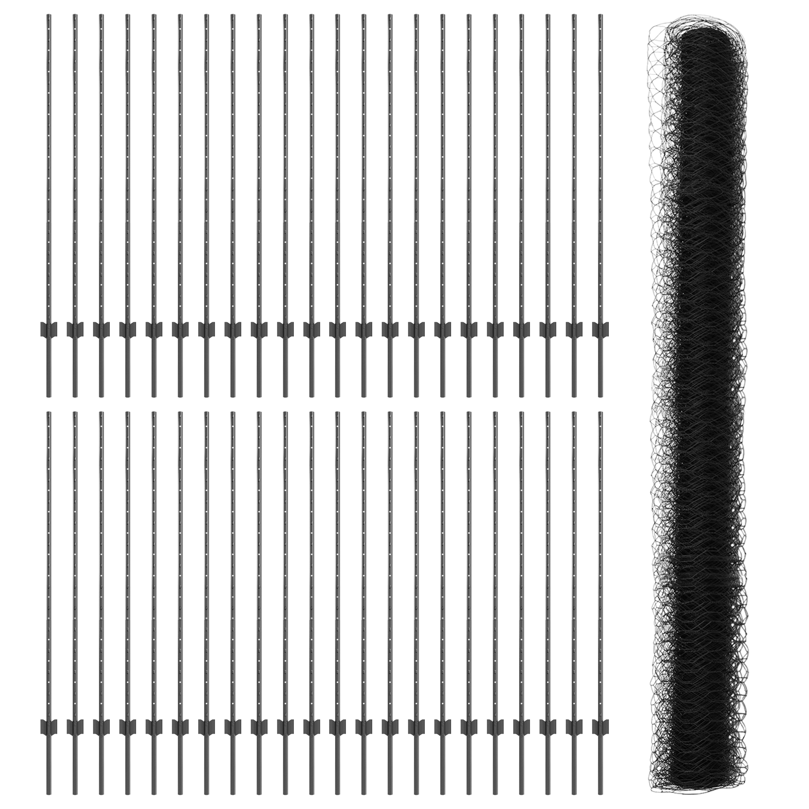 Pali per Recinzione  22 pz U-Channel Grigio 140 cm Acciaio