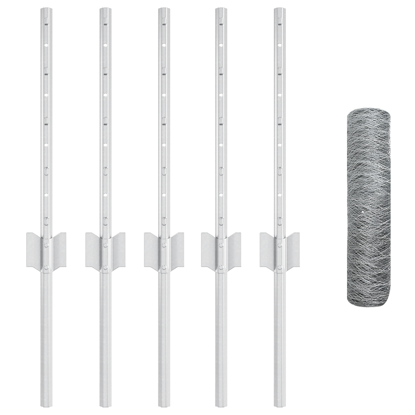 Paletti per Recinzione 5 pcs U-Channel 40 cm Acciaio Zincato