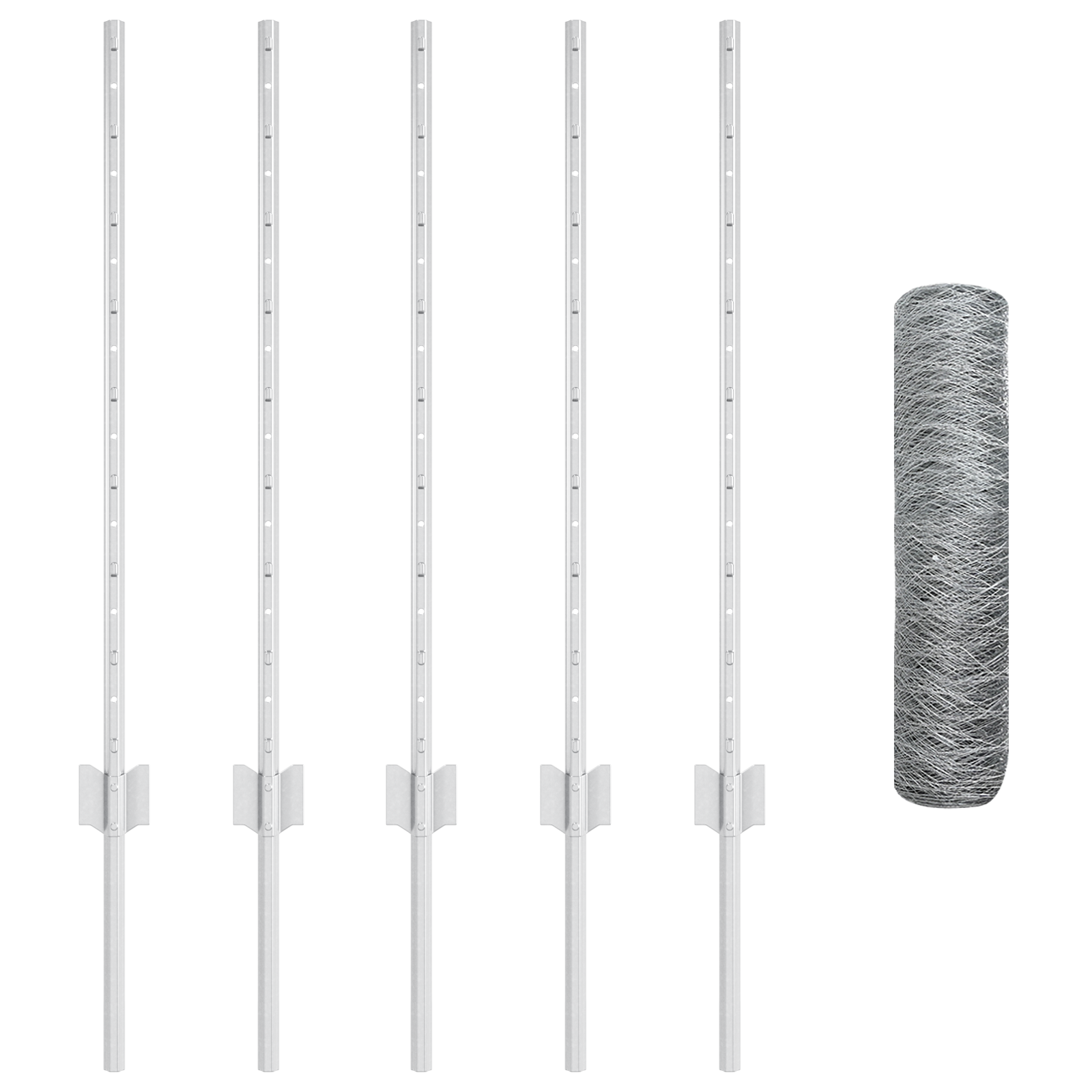 Pali per Recinzione 5 pcs U-Channel 80 cm Acciaio Zincato