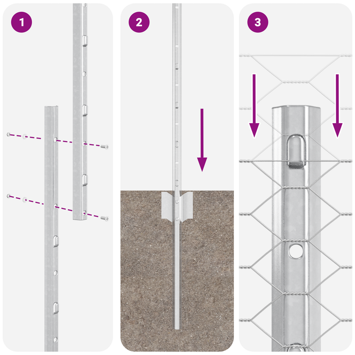 Posti per Recinzione 10 pz U-Channel 120 cm Acciaio Zincato