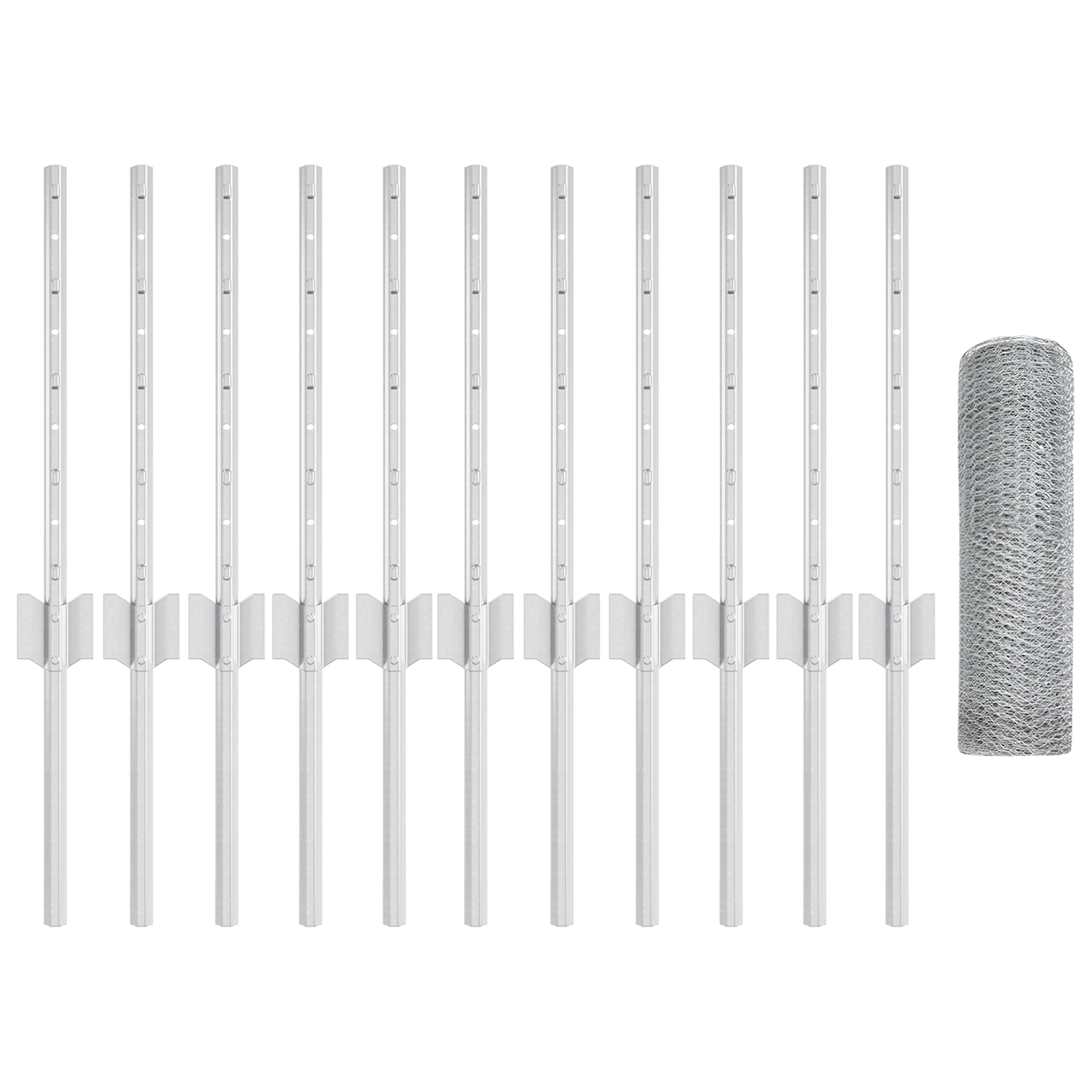 Pali per Recinzione  11 pz U-Channel 40 cm Acciaio Galvanizzato