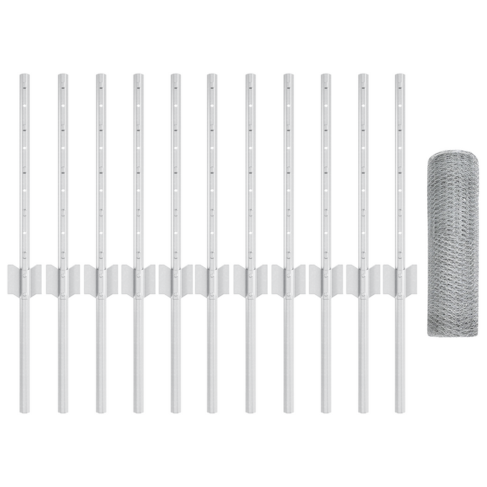 Pali per Recinzione  11 pz U-Channel 40 cm Acciaio Galvanizzato