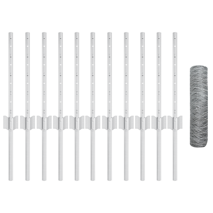 Posti per Recinzione  11 pcs U-Channel 40 cm Acciaio Zincato