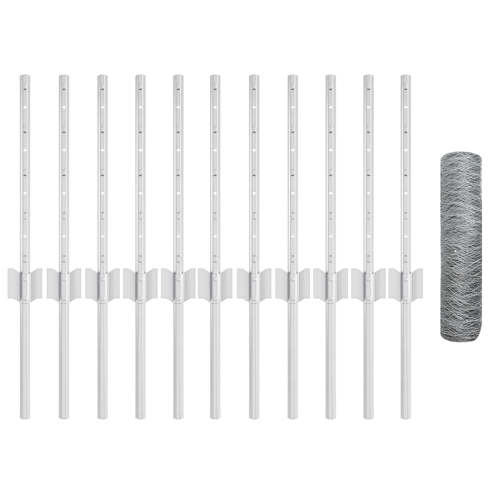 Pali per Recinzioni 11 pz U-Channel 40 cm Acciaio Galvanizzato