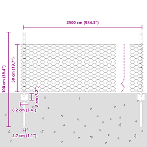 Recinzione Esagonale con 11 U Post Silver 0.5x25 m Acciaio