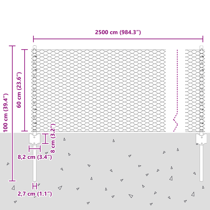Pali per Recinzione 11 pezzi U-Channel 60 cm Acciaio Zincato