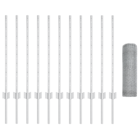 Posti per Recinzione  11 pz U-Channel 80 cm Acciaio Zincato