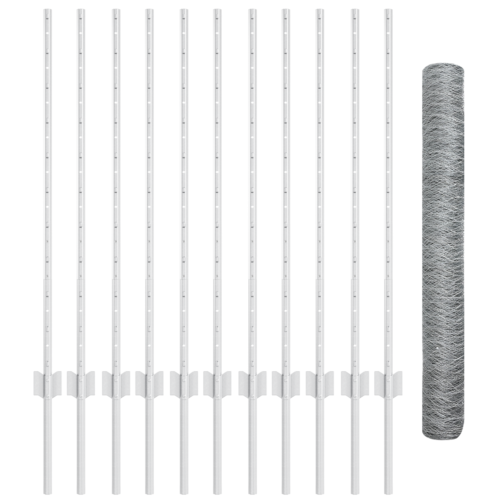 Recinzione Esagonale con 22 Postazioni U Argento 1x25 m Acciaio