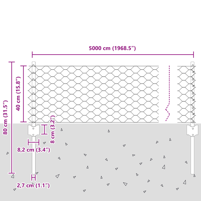 Posti per Recinzione  11 pz U-Channel 40 cm Acciaio Galvanizzato