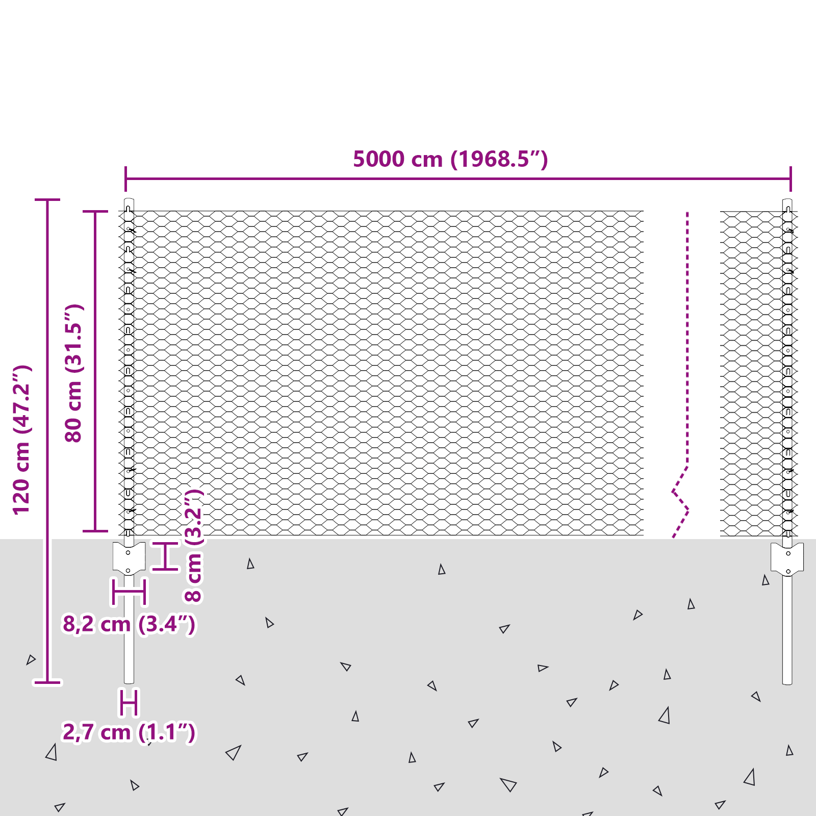 Pali per Recinzione 11 pcs U-Channel 80 cm Acciaio Zincato