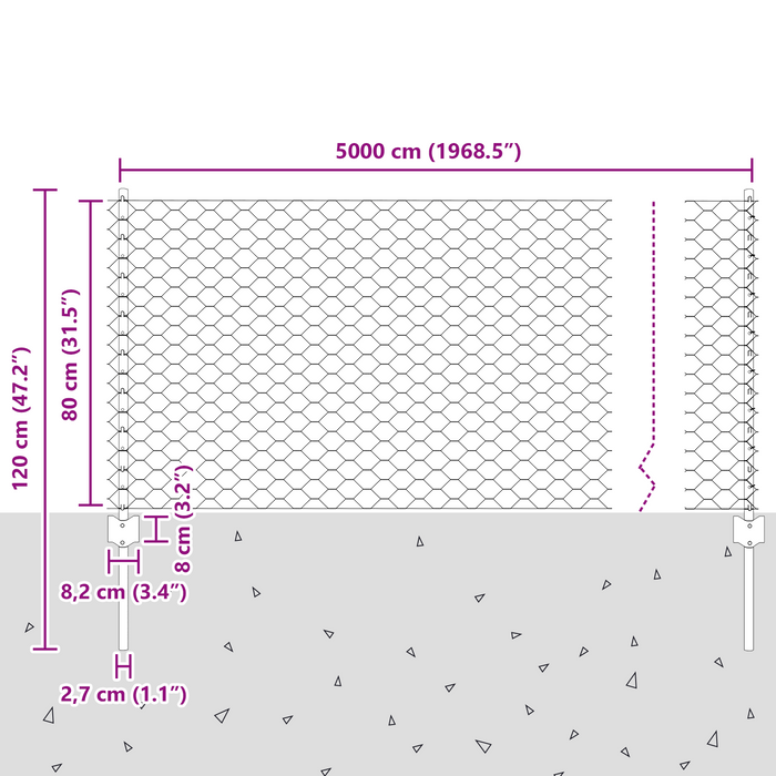 Posti per Recinzione 11 pz U-Channel 80 cm Acciaio Galvanizzato