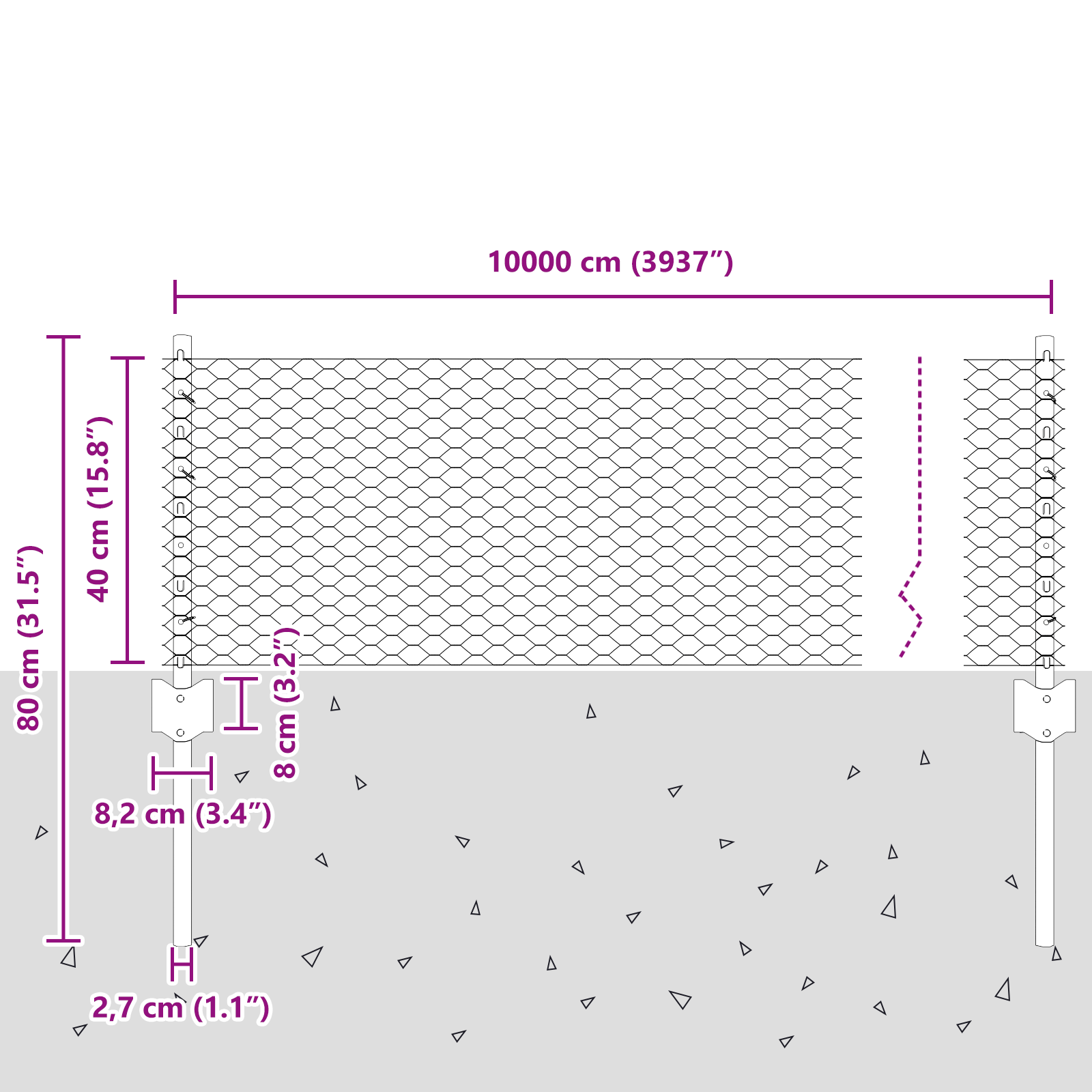 Posti da Recinzione  11 pz U-Channel 40 cm Acciaio Galvanizzato