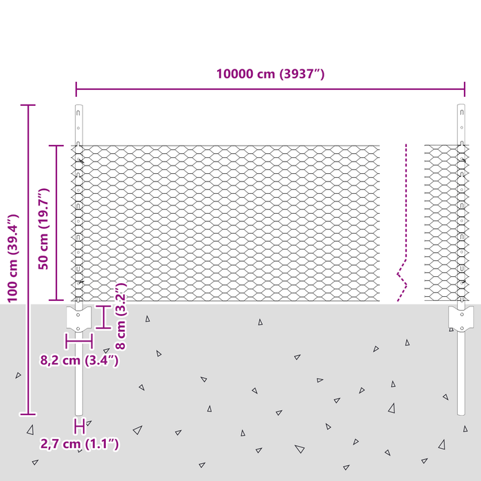 Paletti per Recinzione 11 pz U-Channel 60 cm Acciaio Zincato