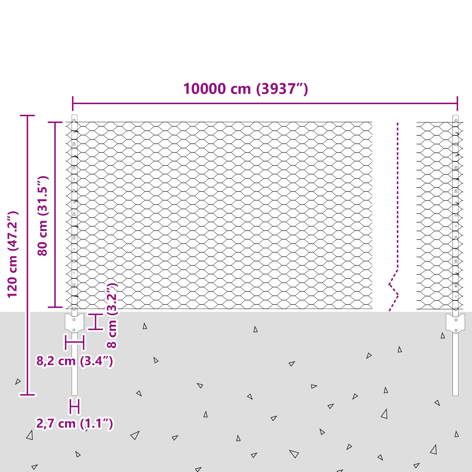 Poste per Recinzione  11 pezzi U-Channel 80 cm Acciaio Galvanizzato