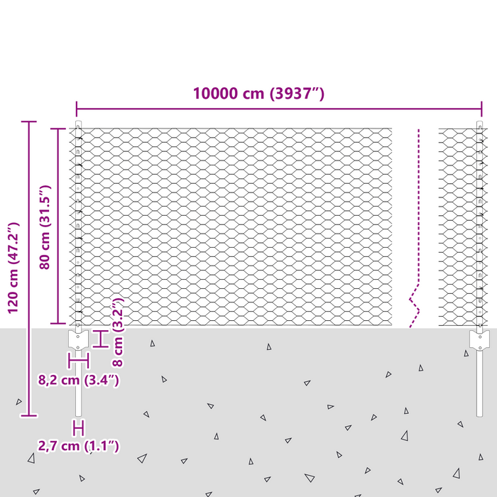 Poste per Recinzione  11 pezzi U-Channel 80 cm Acciaio Galvanizzato