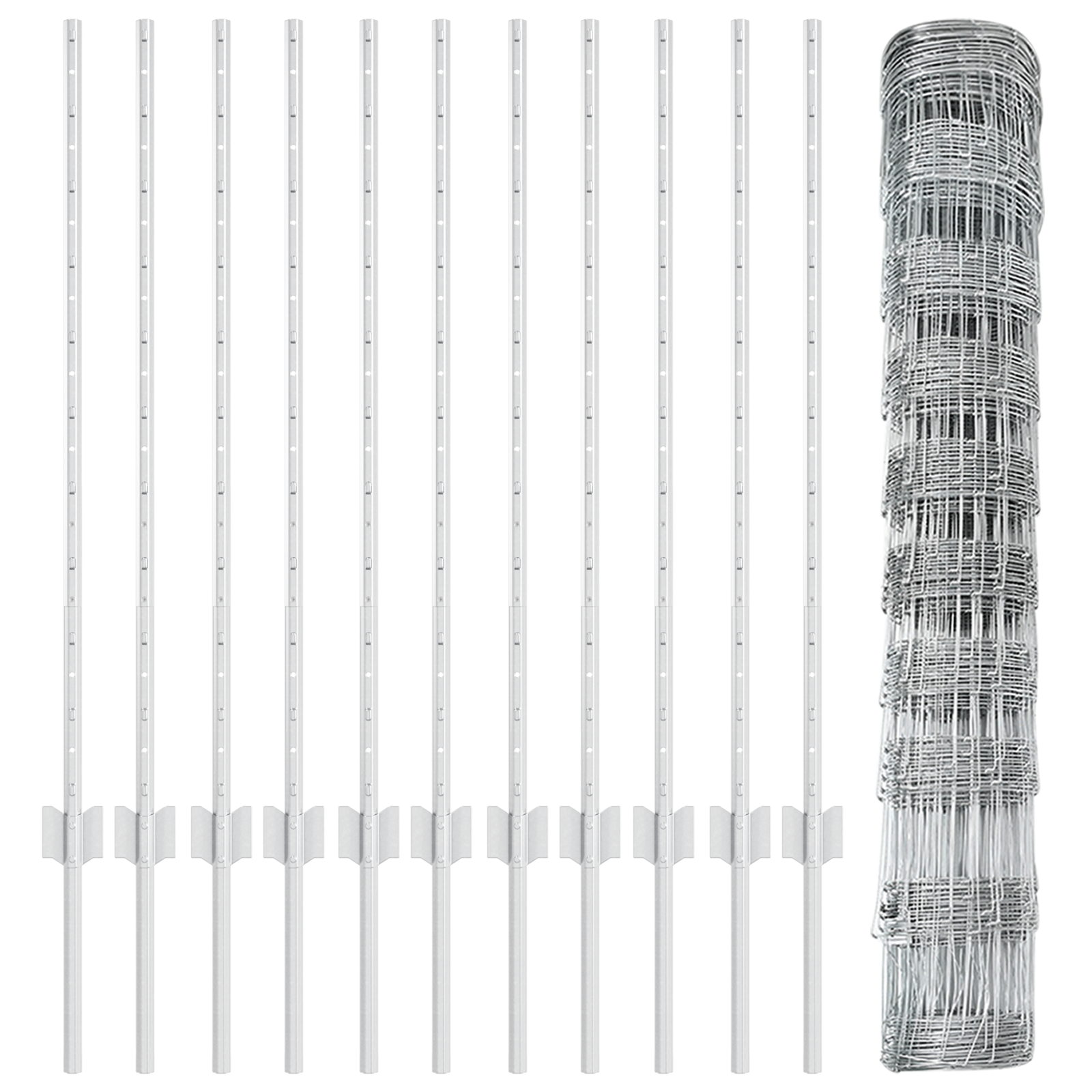 Pali per Recinzione  22 pcs U-Channel 100 cm in Acciaio Zincato